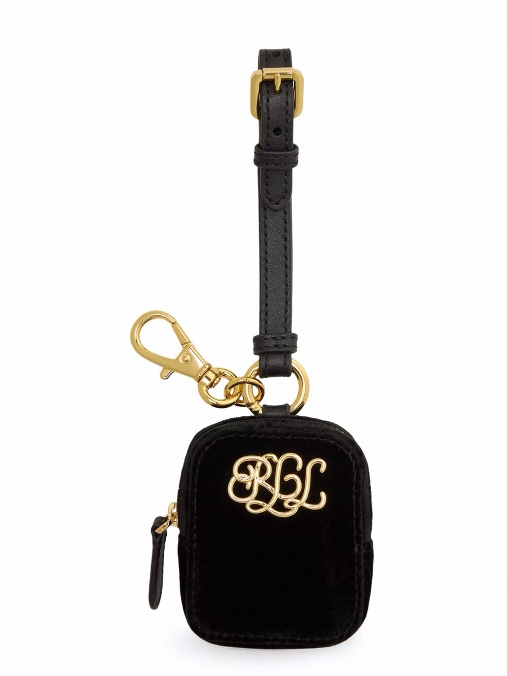 Ralph Lauren Black Velvet Key Pouch with Gold Hardware